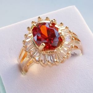 18k Gold/silver🌹Garnet Ring 7 & 8
